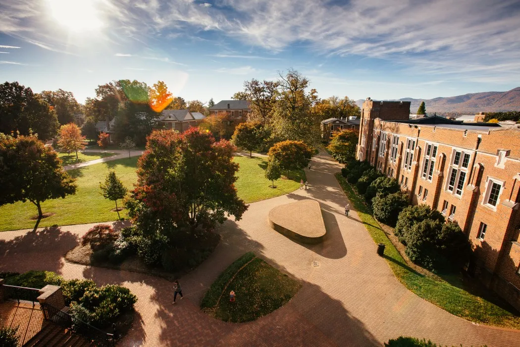 Roanoke College in the fall from above